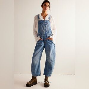Free People NWT Barrel Overalls Denim M